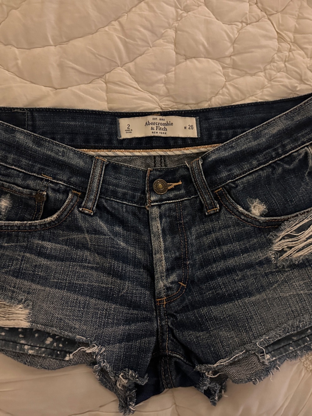 Low rise Abercrombie & Fitch Distressed Blue Denim Cutoff Shorts